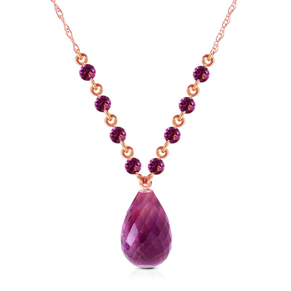SOLID GOLD NECKLACE WITH NATURAL AMETHYSTS (Rose Gold)